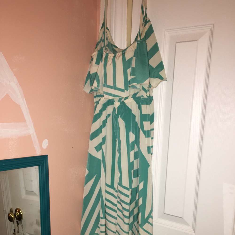 Teal and off white dress size xs